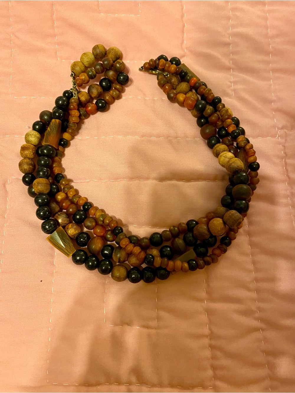 Multi-Strand Brown and Black Beaded Necklace